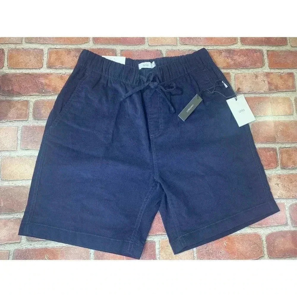Onia Men's Corduroy Pull-On Drawstring Navy Blue Shorts, New, SZ Small - Picture 1 of 8